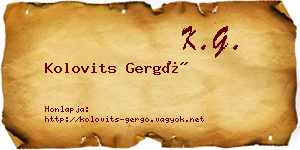 Kolovits Gergő névjegykártya